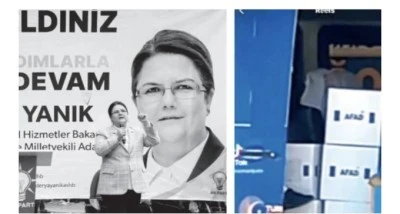 AFAD’ın kolisi Derya Yanık’ın propaganda aracından çıktı
